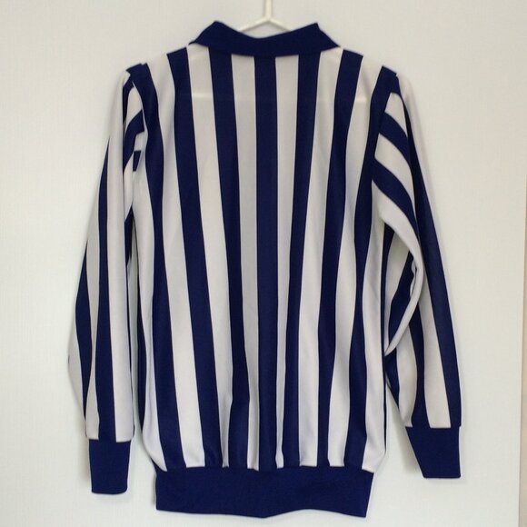 VTG Maska Ultrafil Referee Jersey Small White Blue Striped Long Sleeve Full Zip - Picture 2 of 9